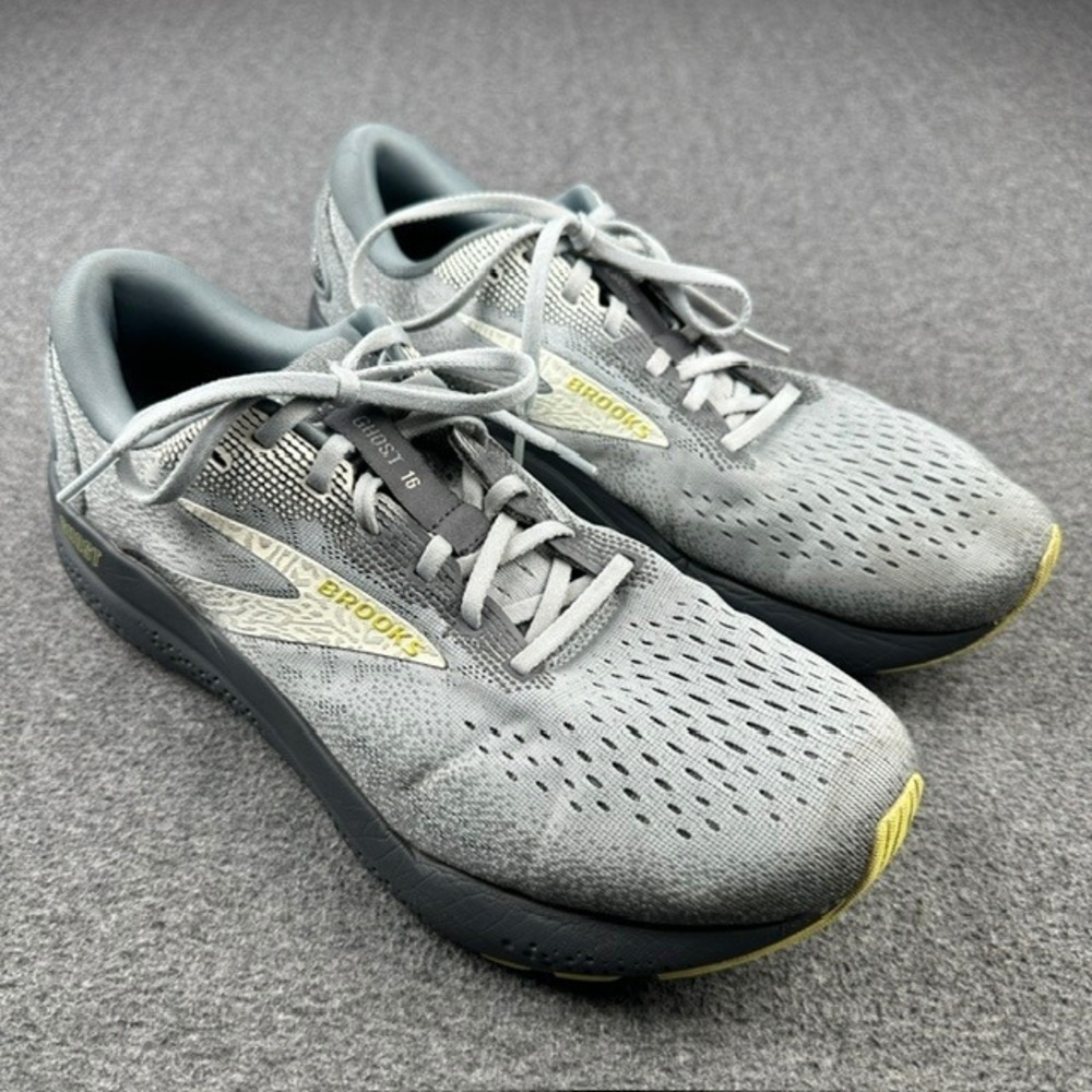 Brooks Ghost 16 Mens Running Shoes Grey Yellow 1104181D040 Size 12 D